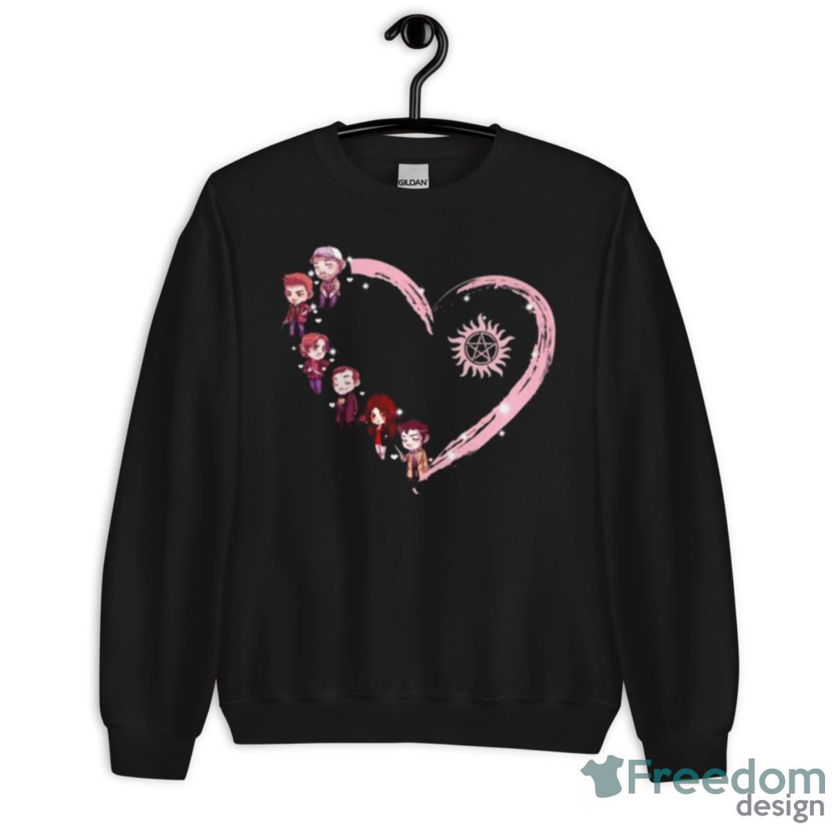 Supernatural Chibi Heart Shirt - Unisex Crewneck Sweatshirt