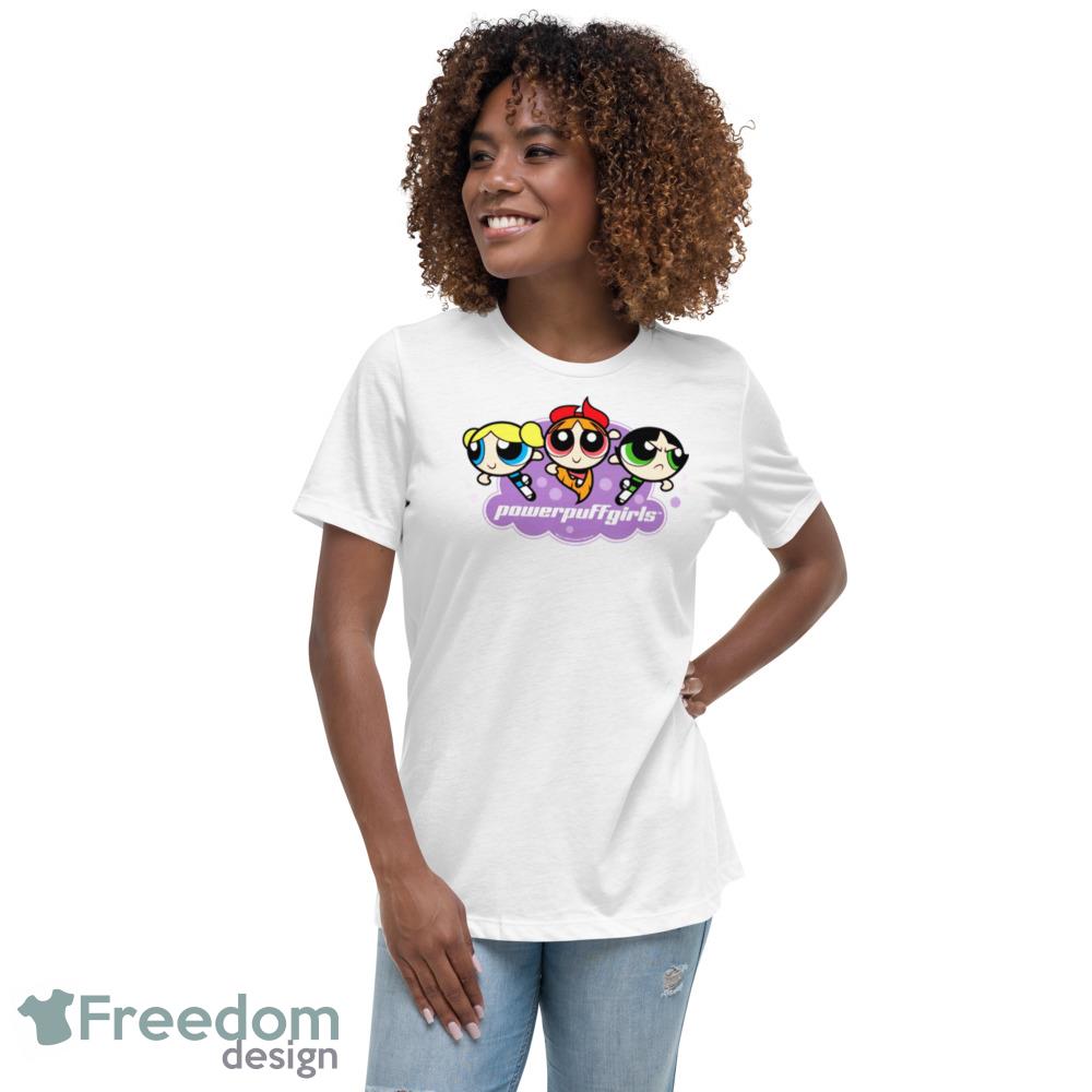 Team Logo Powerpuff Girls Graphics White T Shirts For Men And Women image Team Logo Powerpuff Girls Graphics White T Shirts For Men And Women - 6400 Women_s Relaxed Short Sleeve Jersey Tee