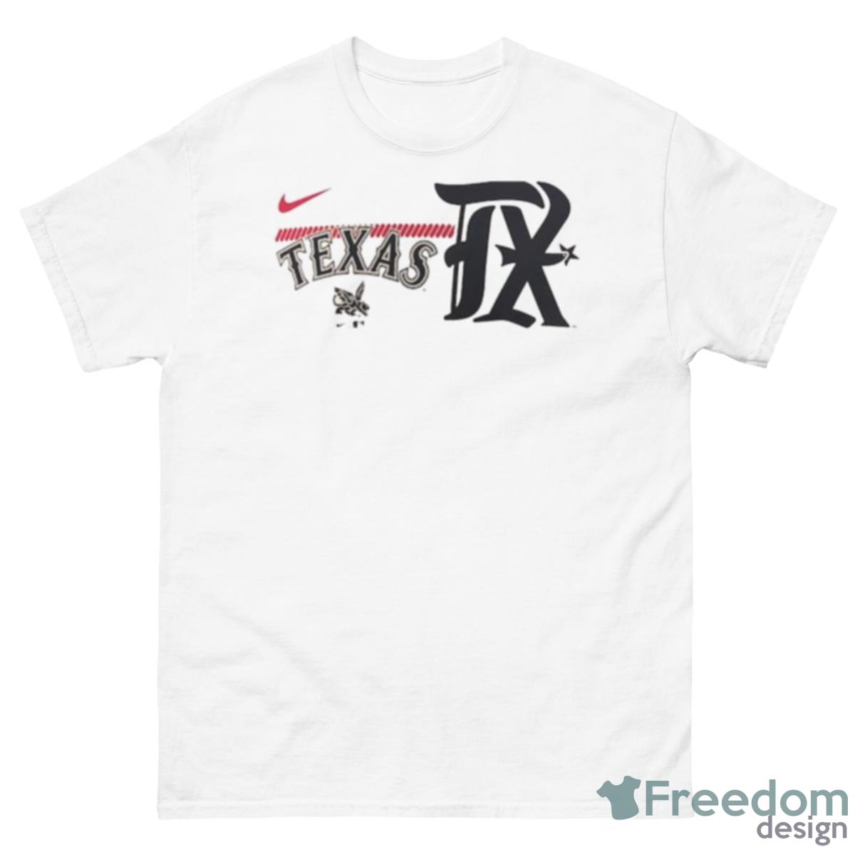 Texas Rangers Nike 2023 City Connect Tri Blend Shirt - Freedomdesign