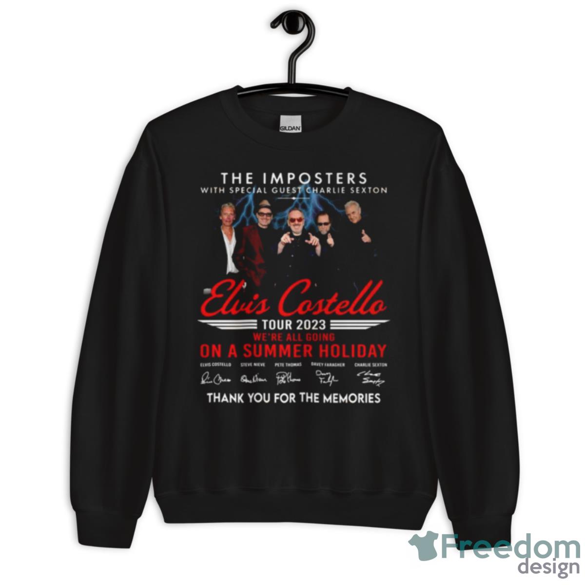 The Imposters Elvis Costello Tour 2023 We’re All Going On A Summer Holiday Thank You For The Memories Shirt - Unisex Crewneck Sweatshirt