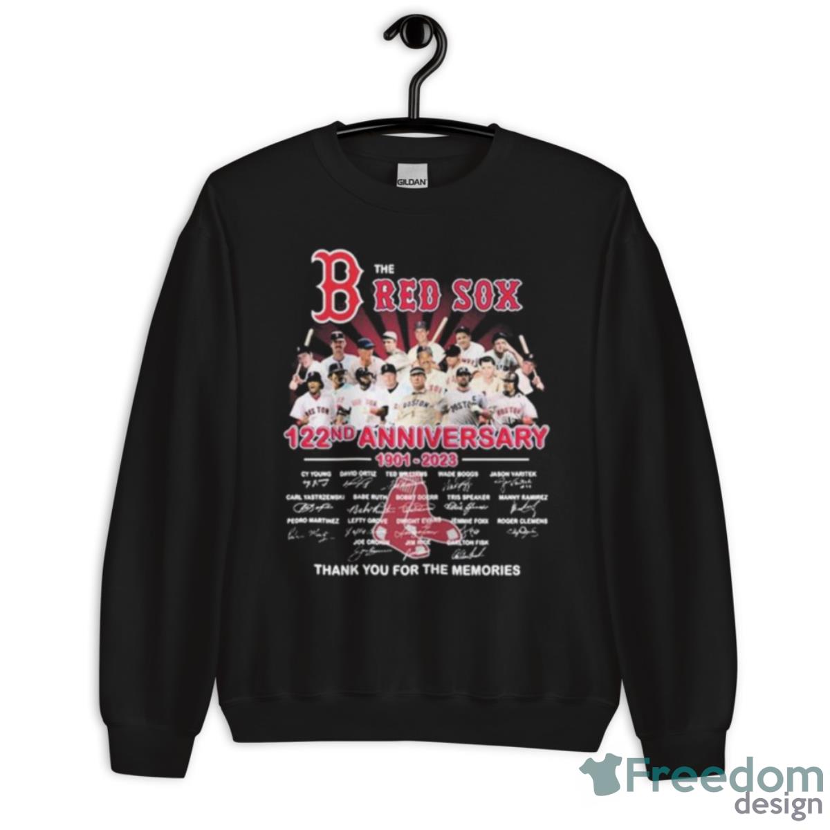 The Red Sox 122nd Anniversary 1901 2023 Signature Thank You For The Memories Shirt - Unisex Crewneck Sweatshirt