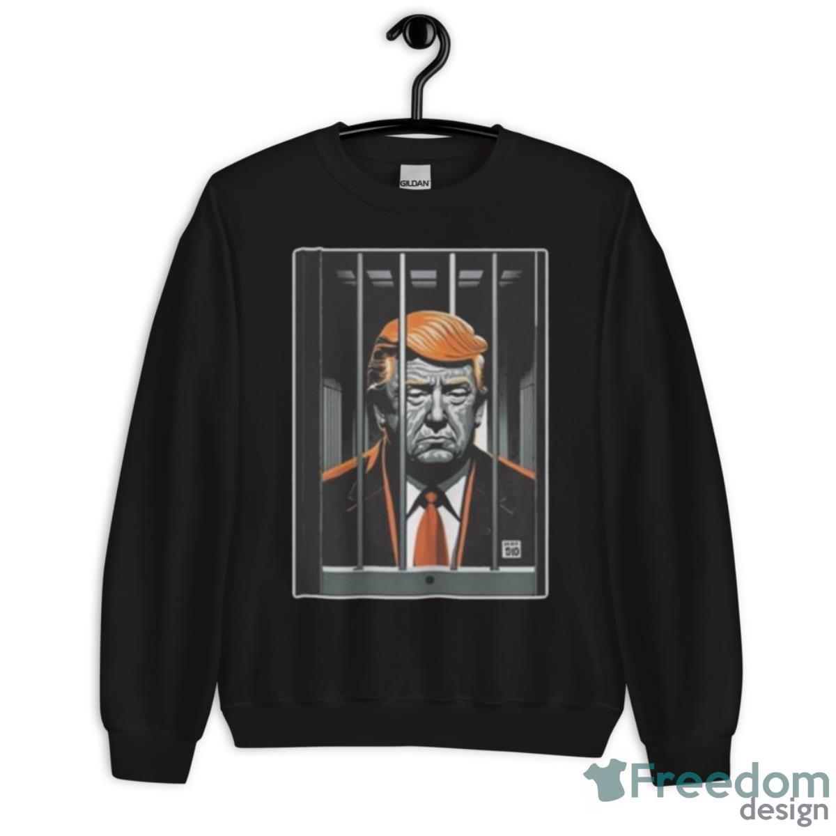 Trump Indicted Trump In Jail Trump Behind Bars Shirt - Unisex Crewneck Sweatshirt