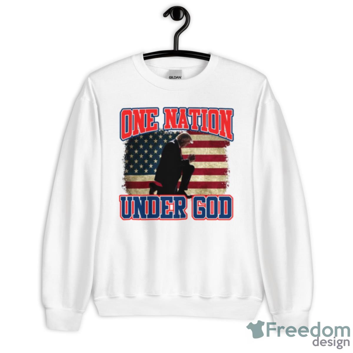 Trump One Nation Under God US Flag Shirt - Unisex Heavy Blend Crewneck Sweatshirt