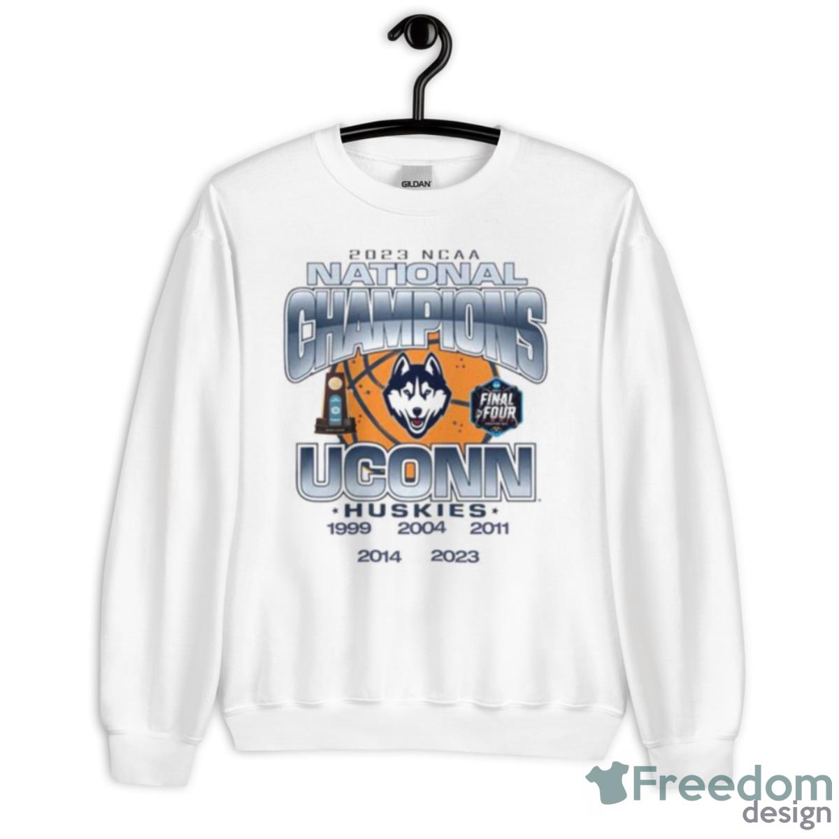 Uconn Huskies 2023 Ncaa Basketball 5x National Champions Shirt - Unisex Heavy Blend Crewneck Sweatshirt