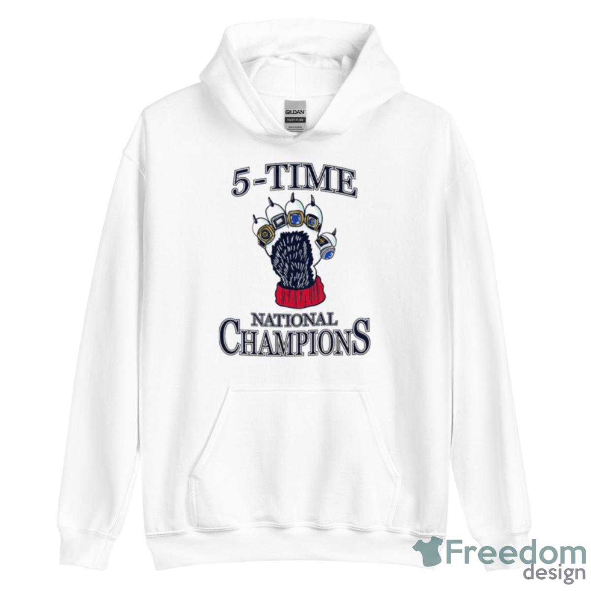 UConn Huskies 5 Time National Champiuons Shirt - Unisex Heavy Blend Hooded Sweatshirt