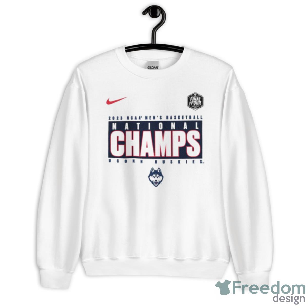 Nike White UConn Huskies 2023 NCAA Men's Basketball National Champions  Pebble T-Shirt