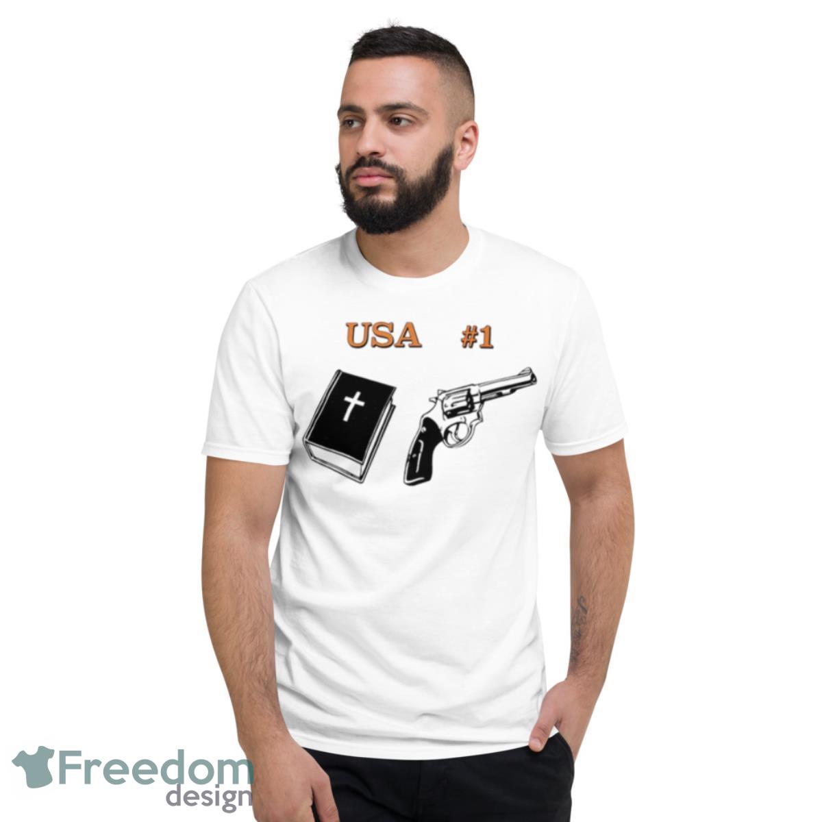 USA 1 Bible Book Gun Shirt - Short Sleeve T-Shirt