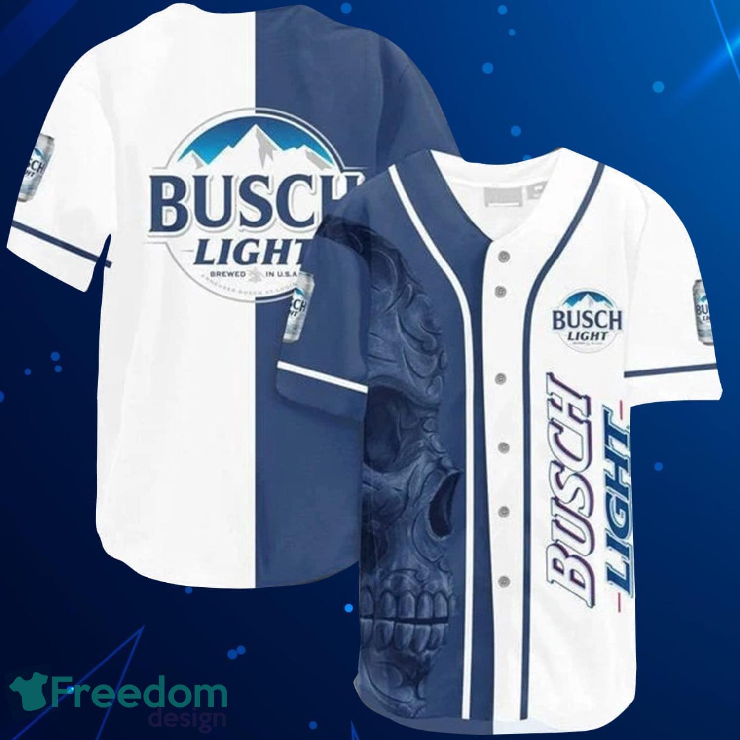 Vintage Skull Busch Light Baseball Jersey Shirt Product Photo 1