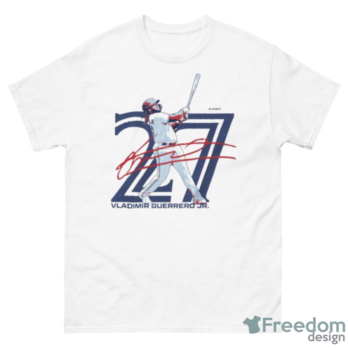 Vladimir Guerrero Jr. 27 Toronto Blue Jays Signature Shirt - 500 Men’s Classic Tee Gildan