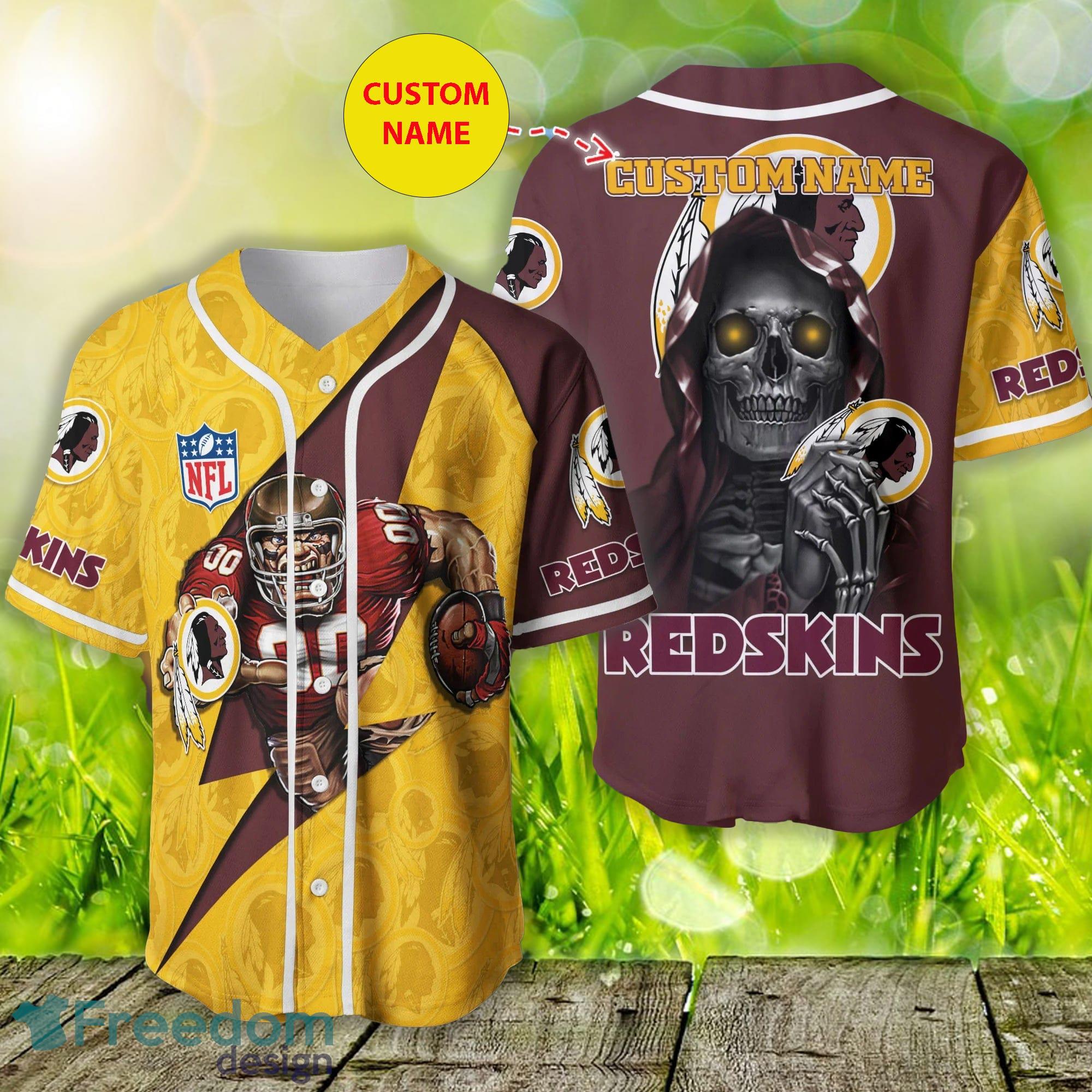 Washington Commanders NFL Skull Print Custom Name And Number Baseball  Jersey Shirt