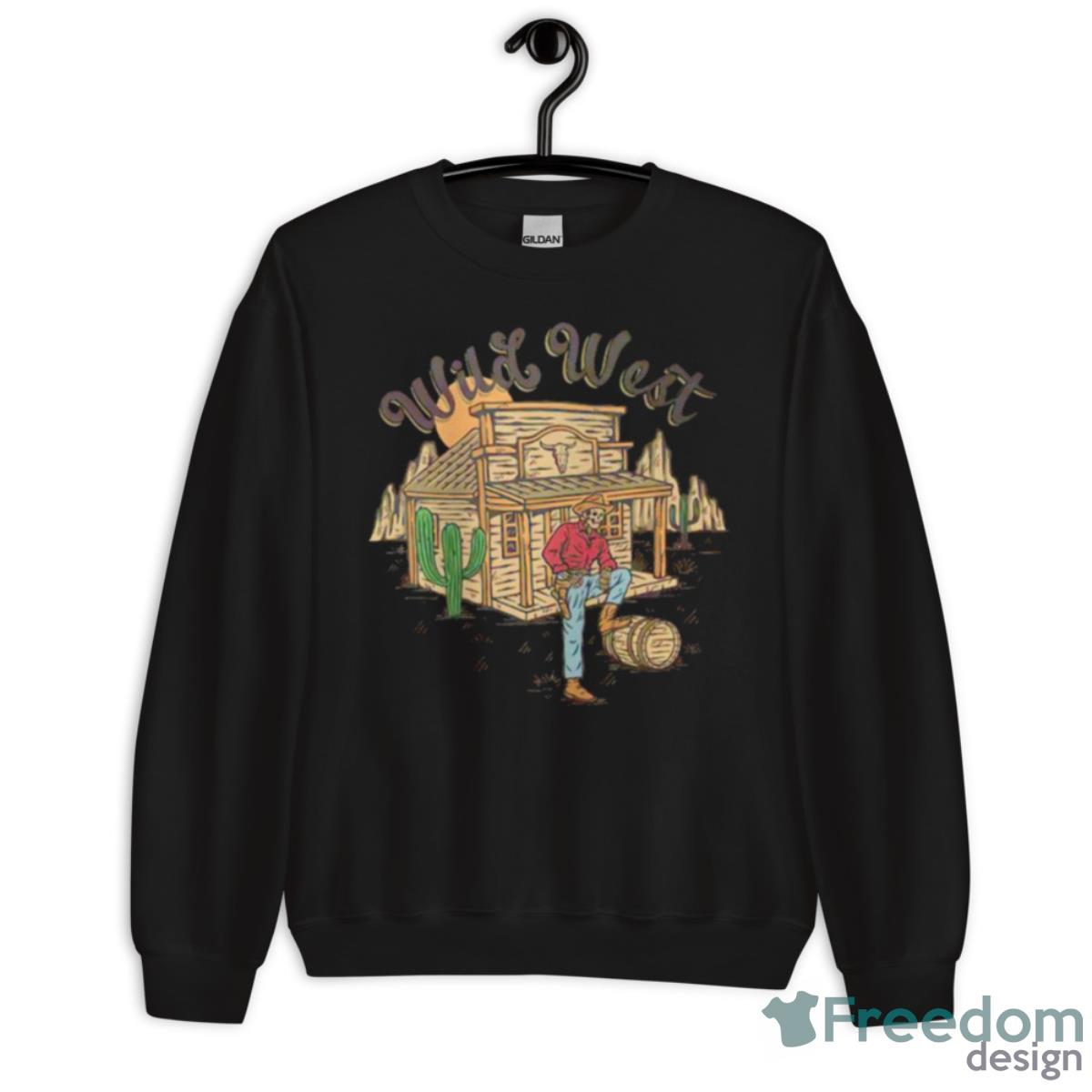 Wild West Cow Skull Shirt - Unisex Crewneck Sweatshirt