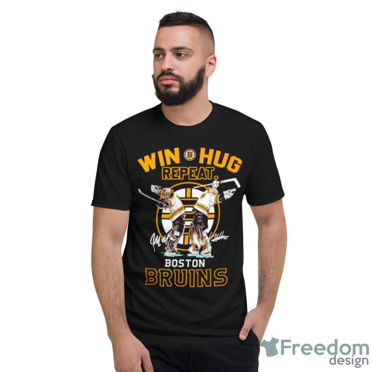 Win Hug Repeat Boston Bruins Signature Shirt - Short Sleeve T-Shirt