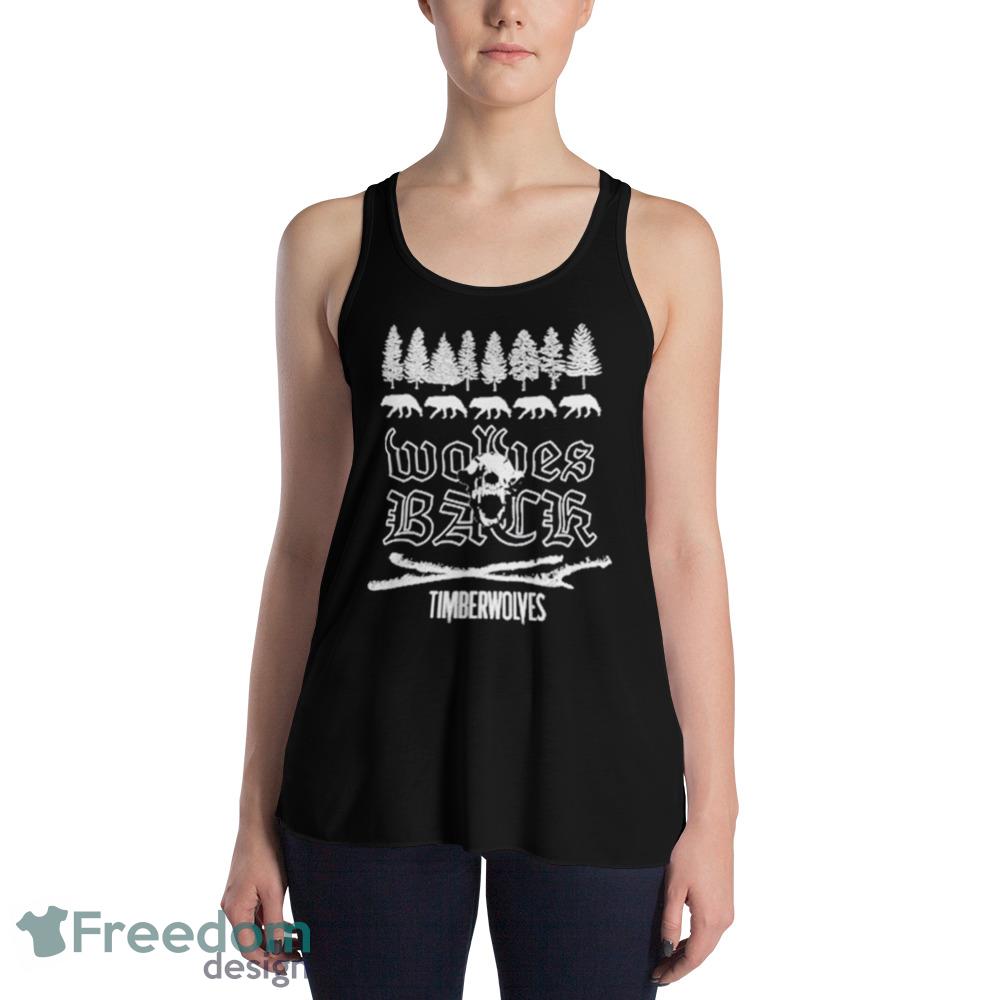 Wolves Back Timberwolves 2023 Playoffs Black T Shirt - 8800 Womens Flowy Racerback Tank Wolves Back Timberwolves 2023 Playoffs Black T Shirt - 8800 Womens Flowy Racerback Tank