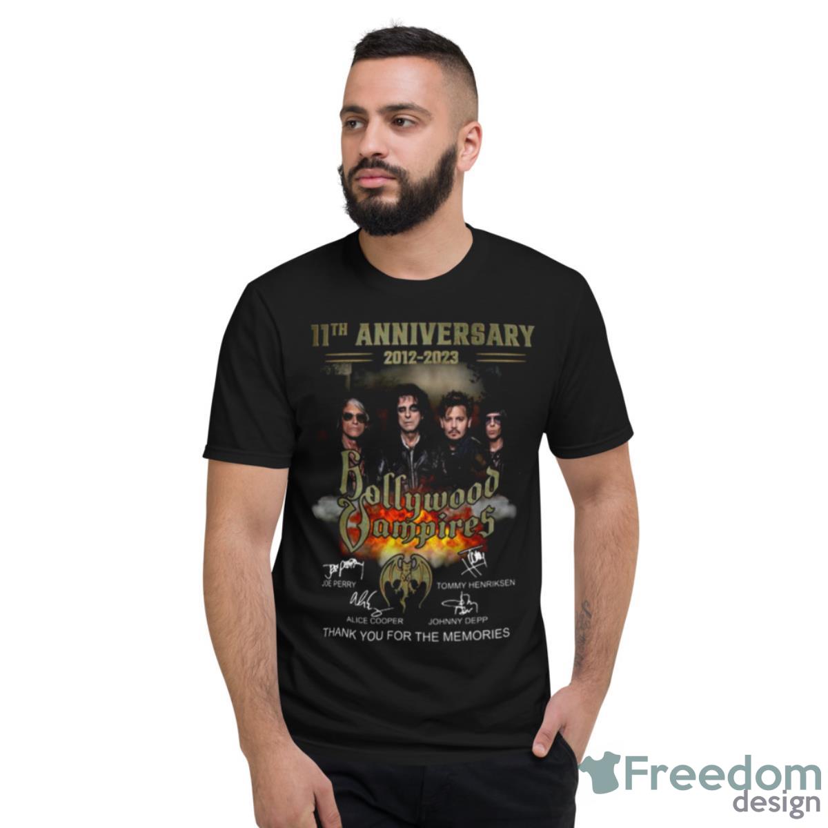 11th Anniversary 2012 2023 Hollywood Vampires Thank You For The Memories Signatures Shirt - Short Sleeve T-Shirt