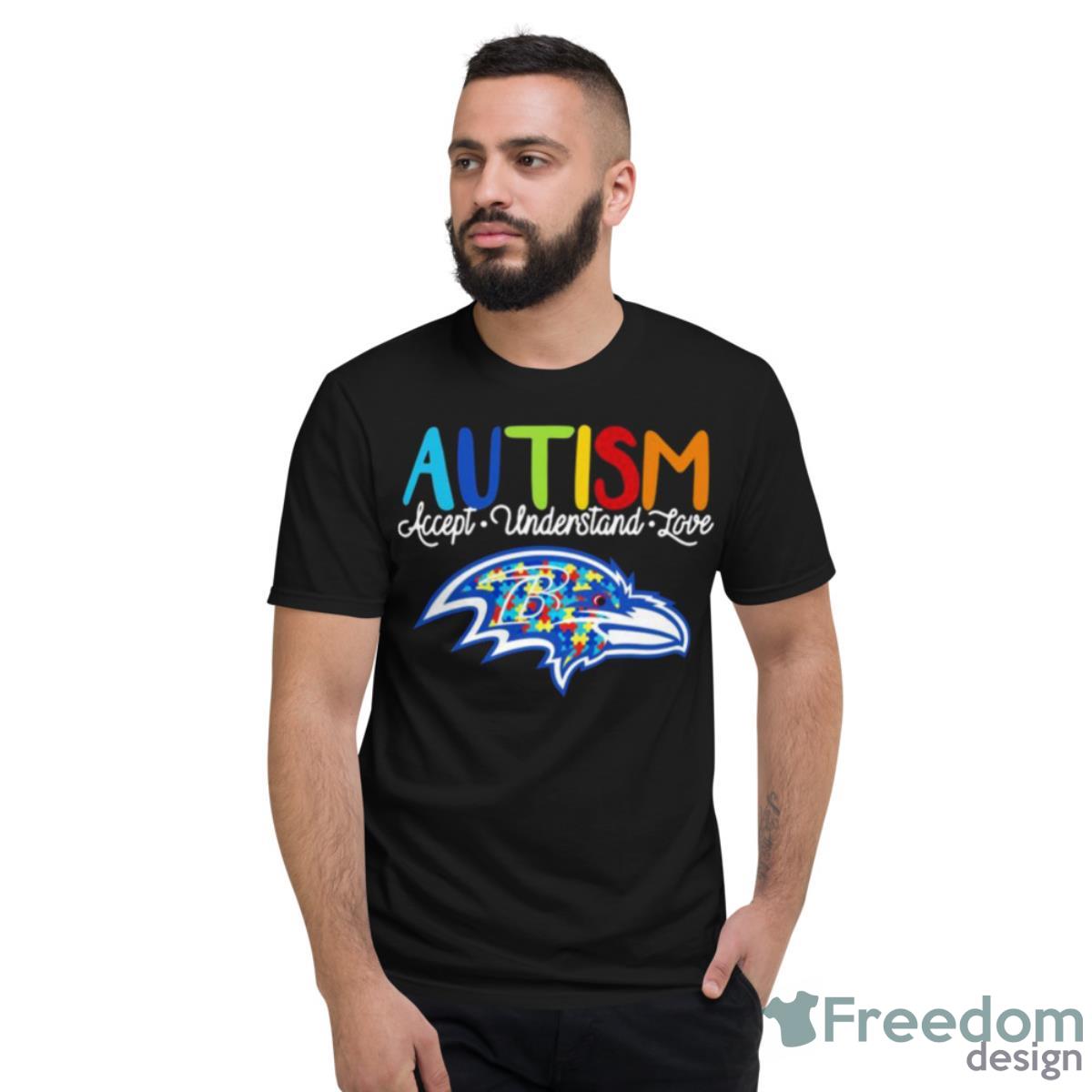 2023 Baltimore Ravens Autism Accept Understand Love Shirt - Short Sleeve T-Shirt