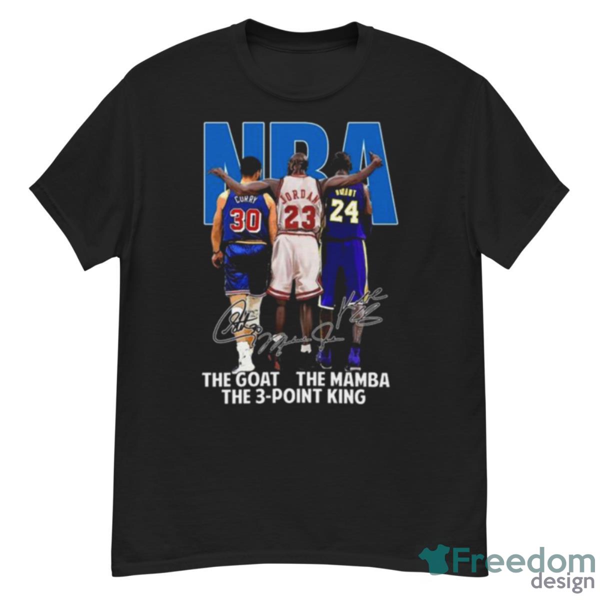 2023 Stephen Curry Michael Jordan Kobe Bryant NBA The Goat The Mamba The 3 Point King Signatures Shirt - G500 Men’s Classic T-Shirt