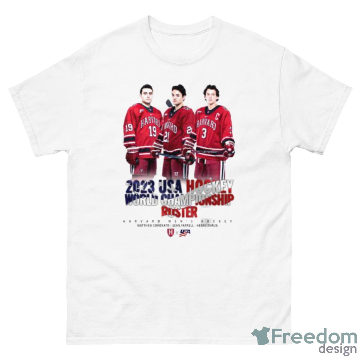 2023 USA Hockey World Championship Roster Harvard Hockey Shirt - 500 Men’s Classic Tee Gildan