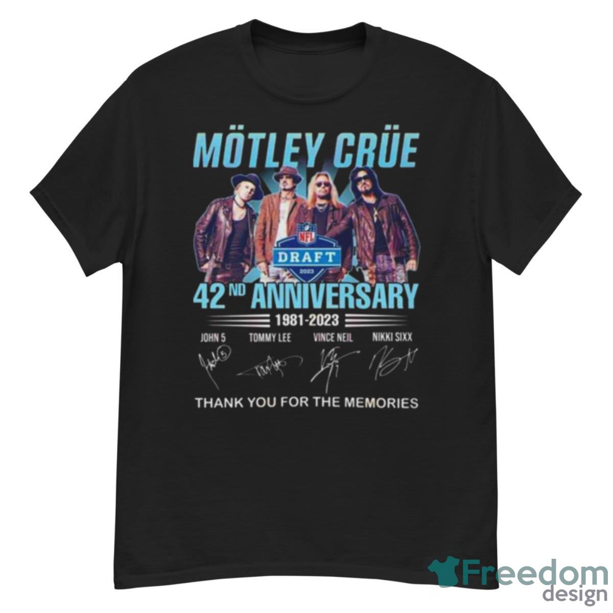 42nd Anniversary Motley Crue NFL Draft 2023 1981 – 2023 Thank You For The Memories Signatures Shirt - G500 Men’s Classic T-Shirt