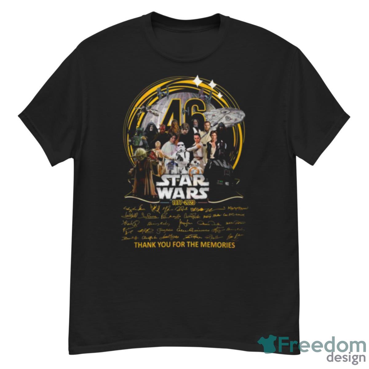 46 Star Wars 1977 – 2023 Signature Thank You For The Memories T Shirt - G500 Men’s Classic T-Shirt