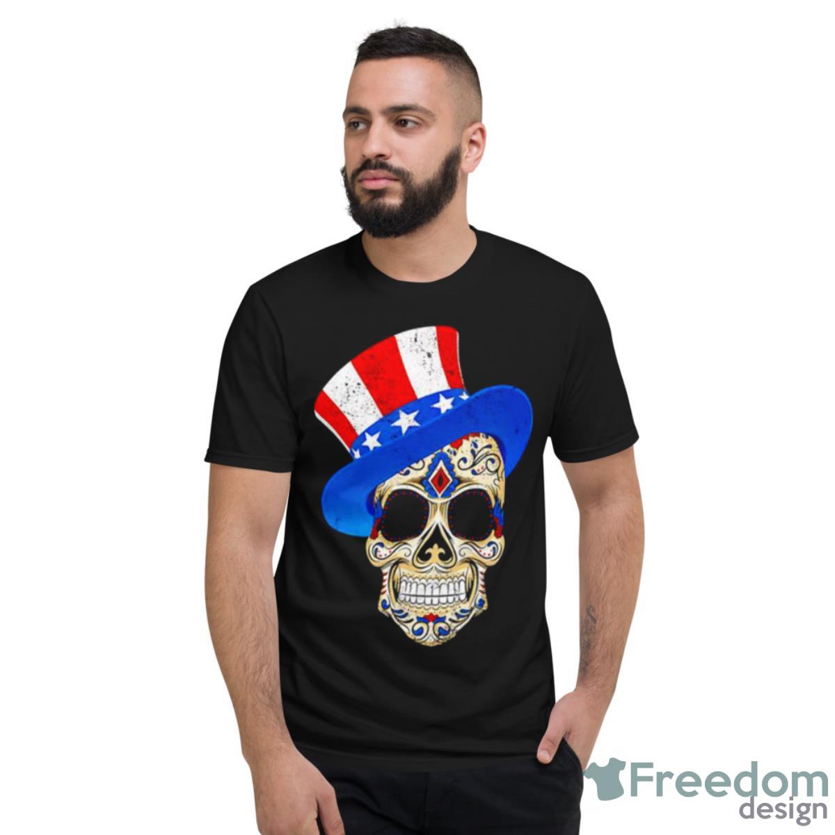 4th Of July American Sugar Skull T Shirt - Short Sleeve T-Shirt