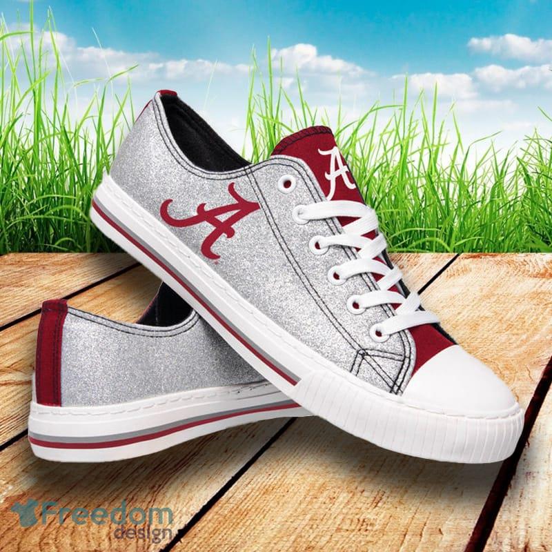 Alabama Crimson Tide NCAA Men And Women Glitter Low Top Canvas Shoes For Fans - Alabama Crimson Tide NCAA Womens Glitter Low Top Canvas Shoes_1