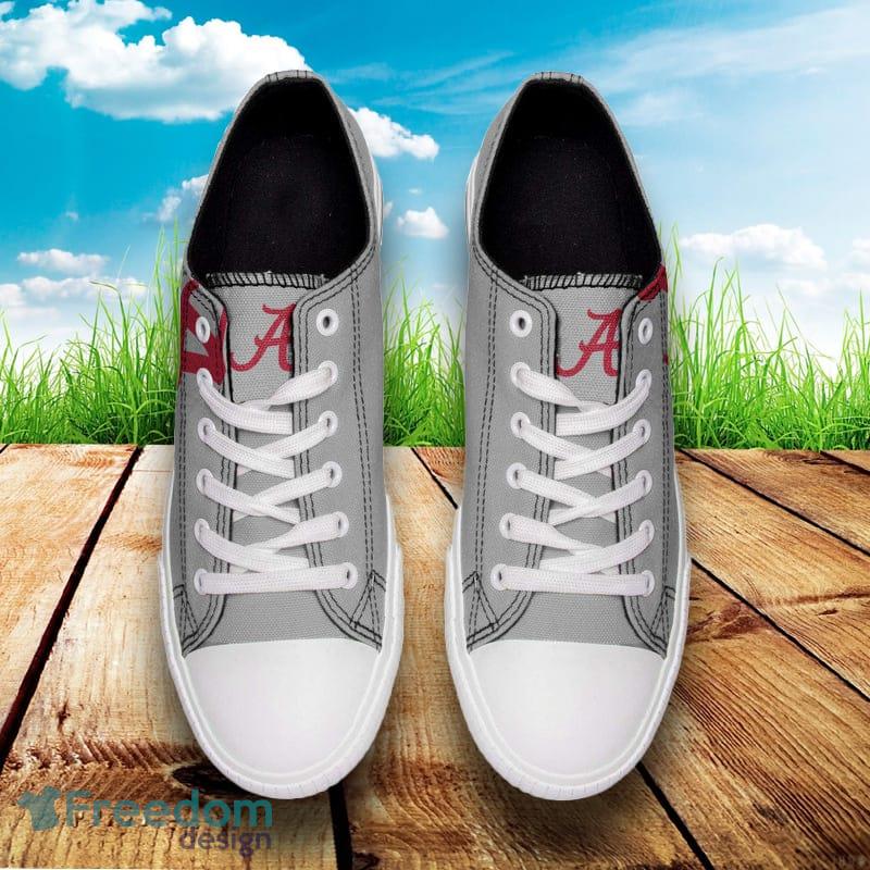 Alabama Crimson Tide NCAA Men And Women Low Top Big Logo Canvas Shoes For Fans - Alabama Crimson Tide NCAA Mens Low Top Big Logo Canvas Shoes_3 Alabama Crimson Tide NCAA Men And Women Low Top Big Logo Canvas Shoes For Fans - Alabama Crimson Tide NCAA Mens Low Top Big Logo Canvas Shoes_3