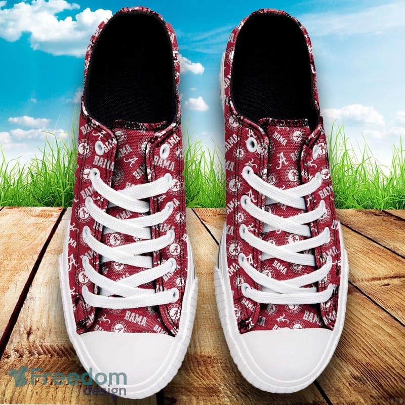 Alabama Crimson Tide NCAA Men And Women Original Low Top Repeat Print Canvas Shoes For Fans - Alabama Crimson Tide NCAA Womens Original Low Top Repeat Print Canvas Shoes_2