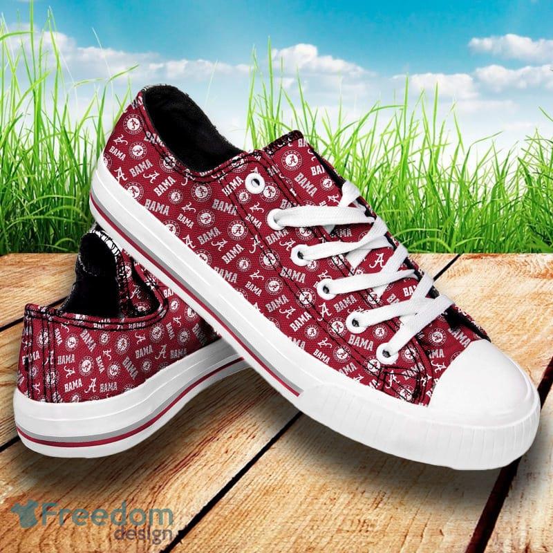 Alabama Crimson Tide NCAA Men And Women Original Low Top Repeat Print Canvas Shoes For Fans - Alabama Crimson Tide NCAA Womens Original Low Top Repeat Print Canvas Shoes_1