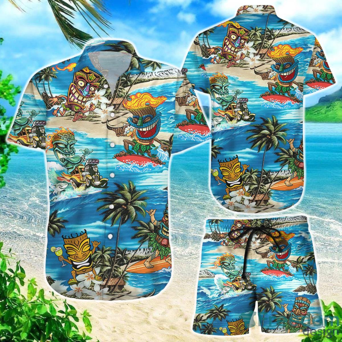 Aloha Tiki Hawaiian Shirt Awesome Funny Tiki Mask Blue Beach Vacation Themed Gifts Product Photo 1