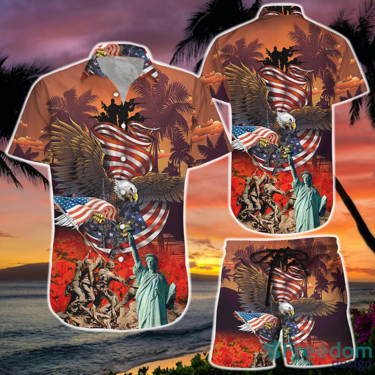 American Eagle America Veterans Soldier Hawaii Shirt and Short  Gifts For People In The Army Product Photo 1