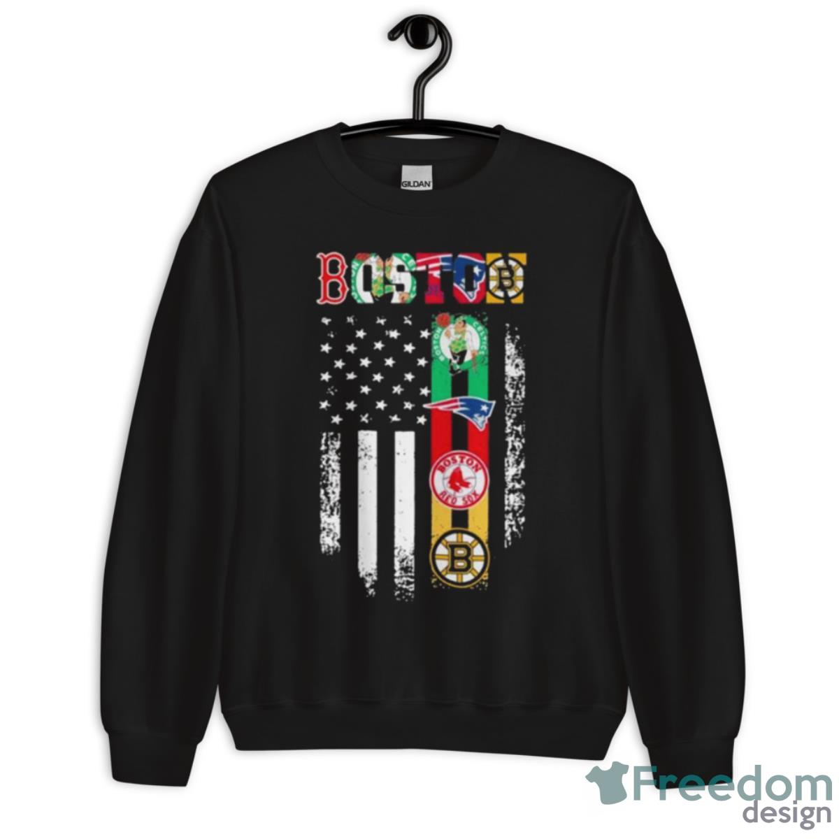 American Flag Boston Red Sox Boston Bruins Boston Celtics And New England Patriots Shirt - Unisex Crewneck Sweatshirt American Flag Boston Red Sox Boston Bruins Boston Celtics And New England Patriots Shirt - Unisex Crewneck Sweatshirt