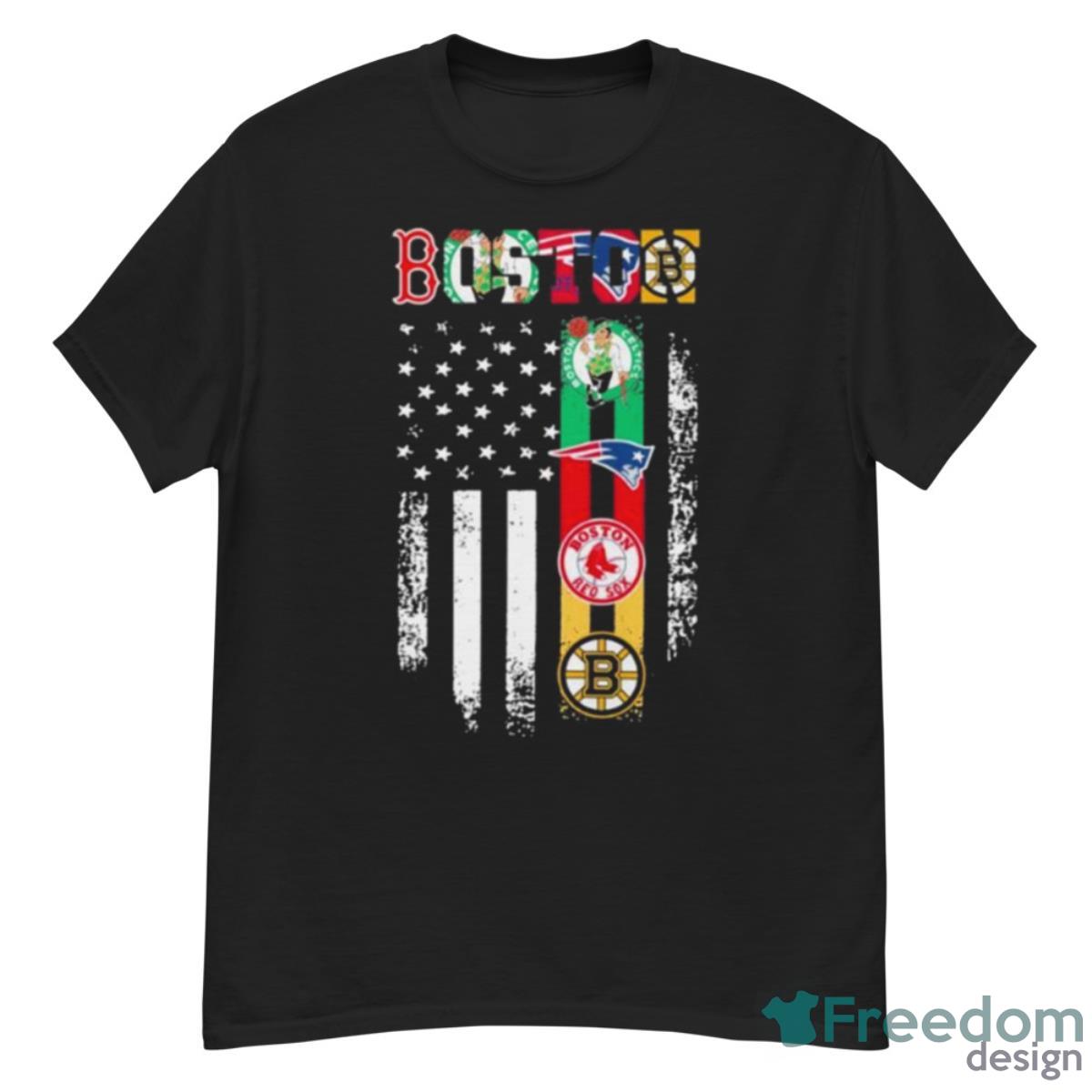 American Flag Boston Red Sox Boston Bruins Boston Celtics And New England Patriots Shirt - G500 Men’s Classic T-Shirt