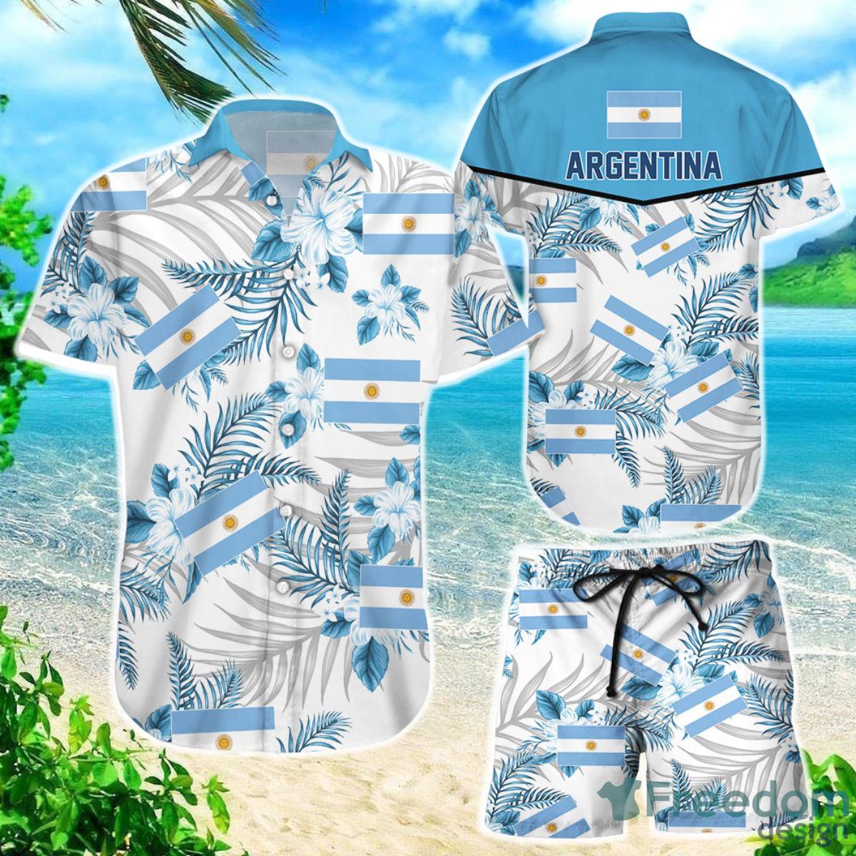 Argentina National Soccer World Cup 3D Hawaiian Shirt Product Photo 1