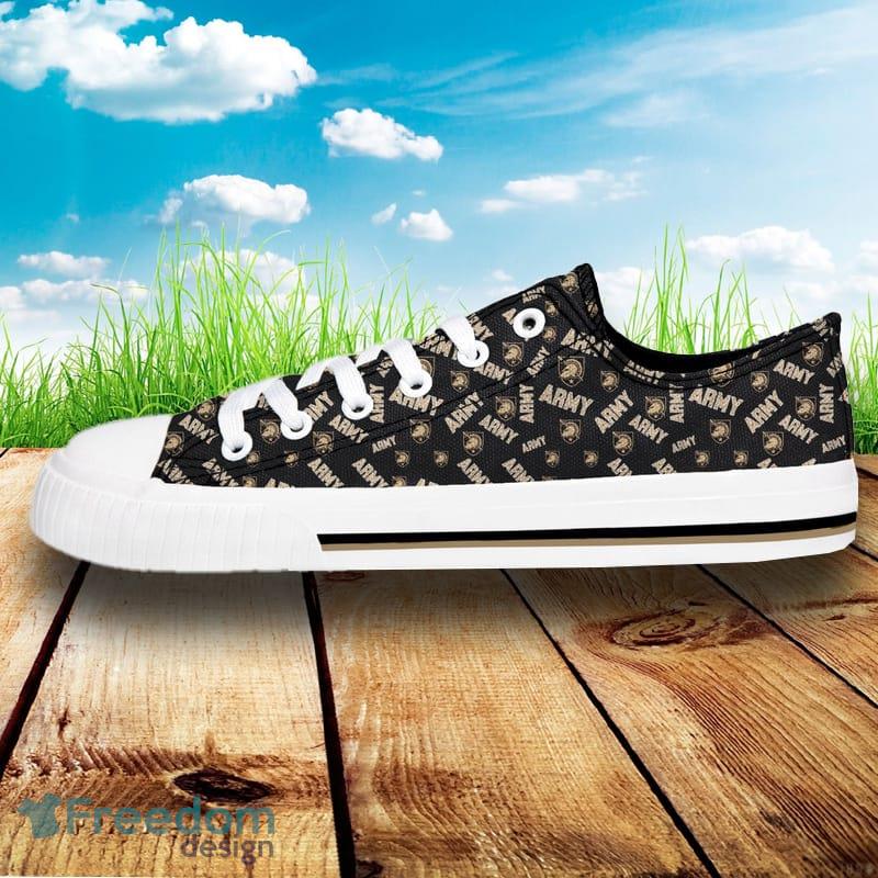 Army Black Knights NCAA Men And Women Low Top Repeat Print Canvas Shoes For Fans - Army Black Knights NCAA Womens Low Top Repeat Print Canvas Shoes_2