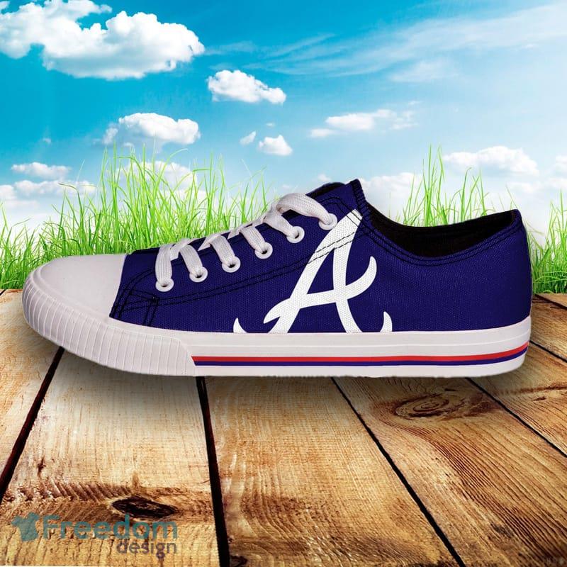 Atlanta Braves MLB Men And Women Low Top Big Logo Canvas Shoes For Fans - Atlanta Braves MLB Mens Low Top Big Logo Canvas Shoes_2