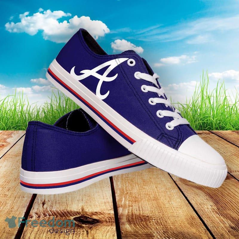 Atlanta Braves MLB Men And Women Low Top Big Logo Canvas Shoes For Fans - Atlanta Braves MLB Mens Low Top Big Logo Canvas Shoes_1