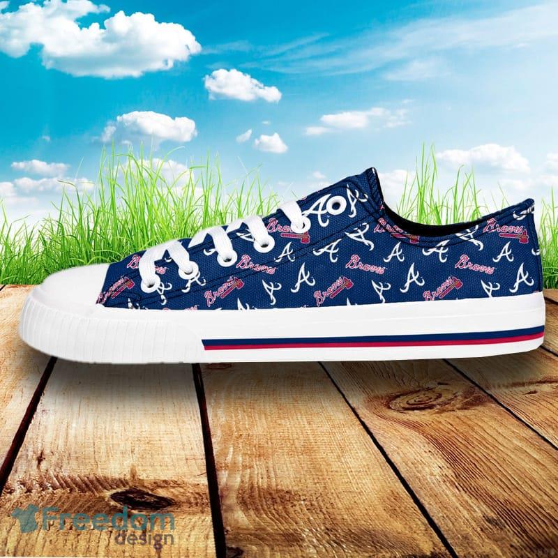 Atlanta Braves MLB Men And Women Low Top Repeat Print Canvas Shoes For Fans - Atlanta Braves MLB Womens Low Top Repeat Print Canvas Shoes_2