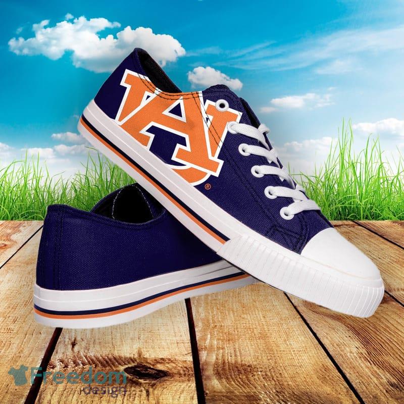 Auburn Tigers NCAA Men And Women Low Top Big Logo Canvas Shoes For Fans - Auburn Tigers NCAA Mens Low Top Big Logo Canvas Shoes_1
