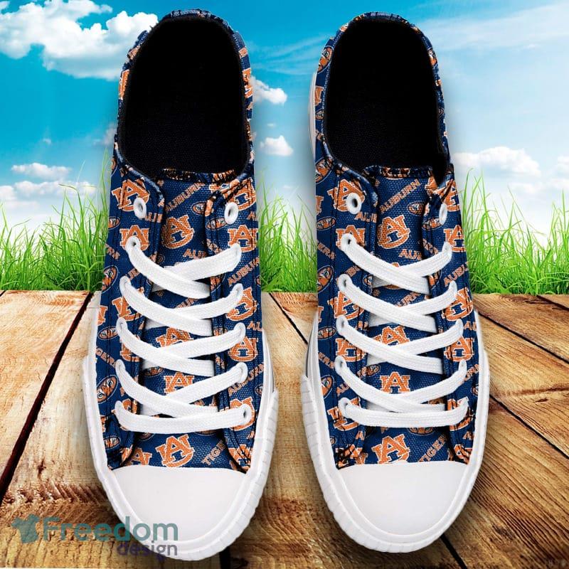 Auburn Tigers NCAA Men And Women Low Top Repeat Print Canvas Shoes For Fans - Auburn Tigers NCAA Womens Low Top Repeat Print Canvas Shoes_2