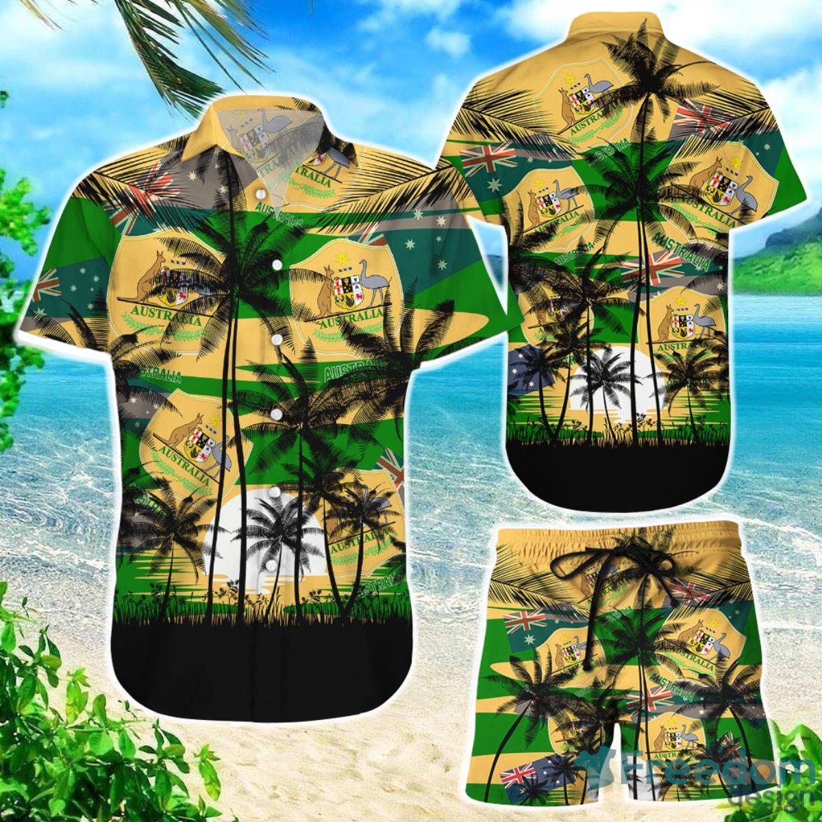 Australia Coconut Pattern Hawaiian Soccer Champions Football Gift Fans World Cup 3D Hawaiian Shirt Product Photo 1