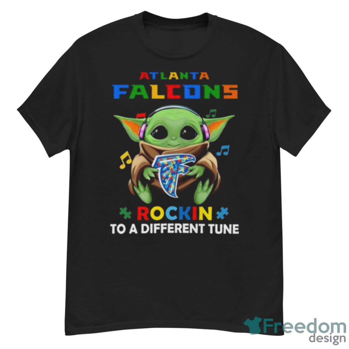 Baby Yoda Hug Atlanta Falcons Autism Rockin To A Different Tune Shirt - G500 Men’s Classic T-Shirt