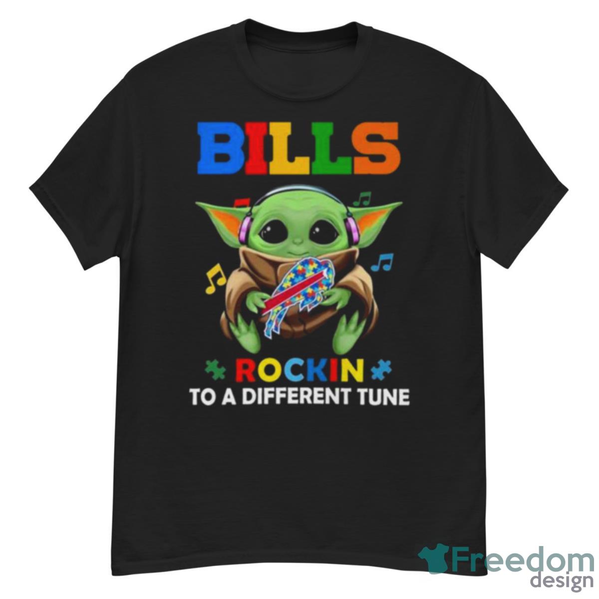 Baby Yoda Hug Buffalo Bills Autism Rockin To A Different Tune shirt - G500 Men’s Classic T-Shirt