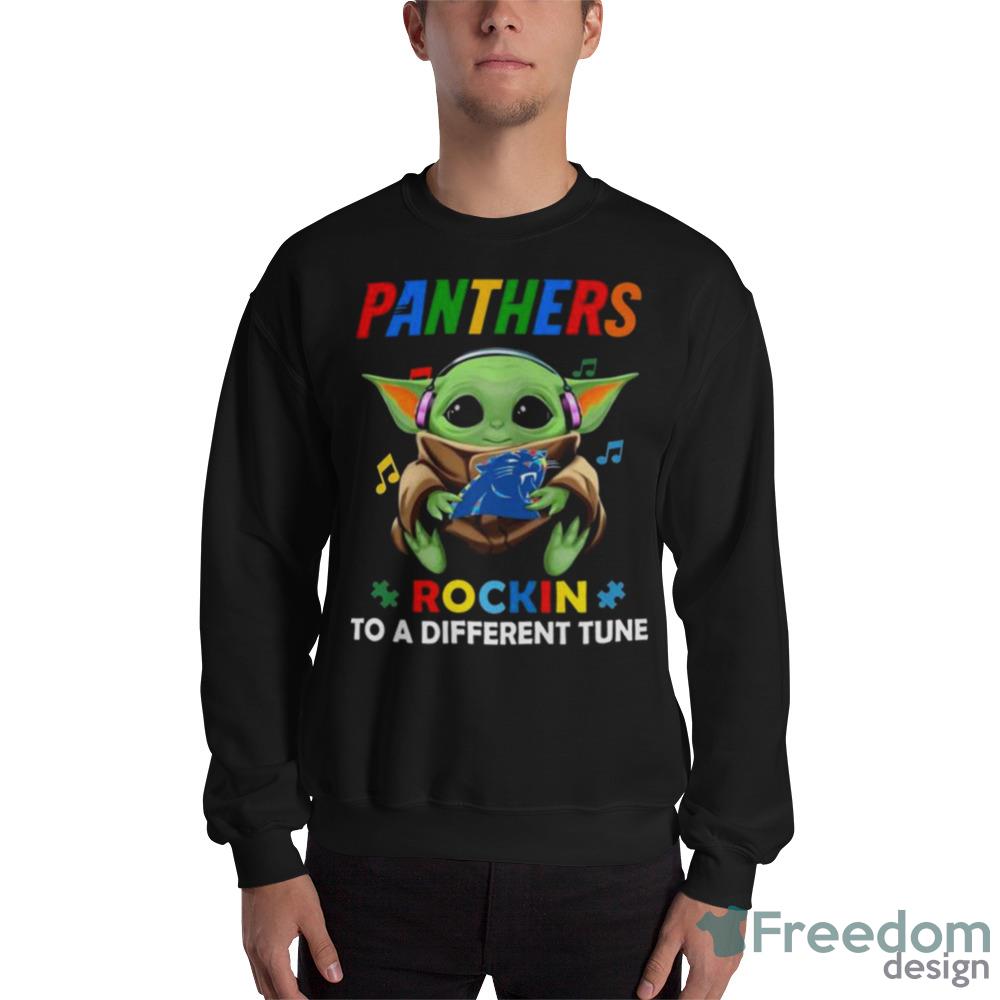 Baby Yoda Hug Carolina Panthers Autism Rockin To A Different Tune shirt - G500 Men’s Classic T-Shirt