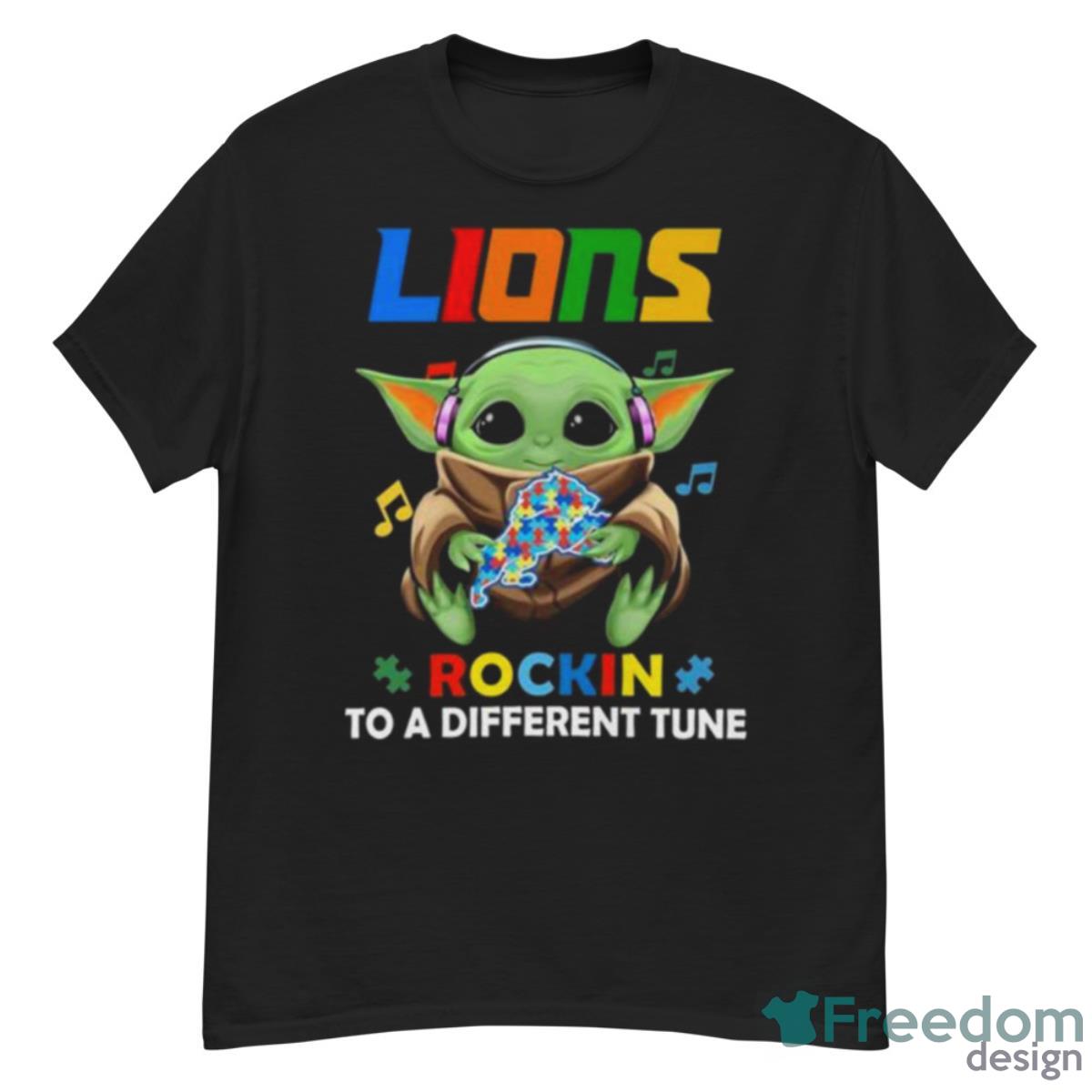 Baby Yoda Hug Detroit Lions Autism Rockin To A Different Tune Shirt - G500 Men’s Classic T-Shirt