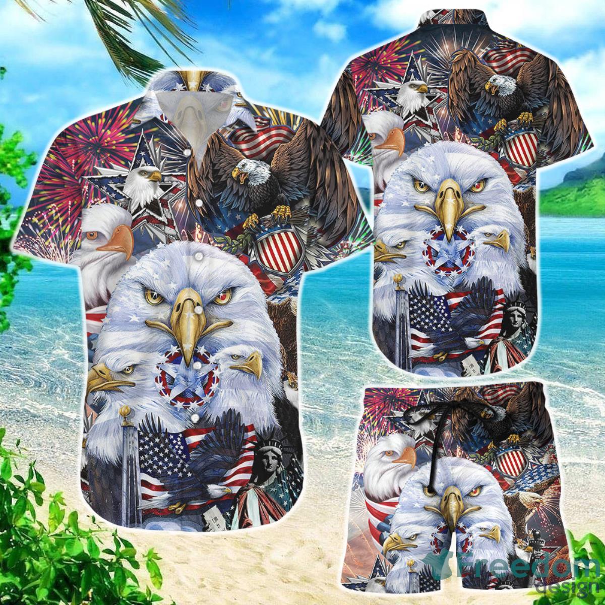 Bald Eagle Hawaiian Shirt American Eagle USA Flag Unique Eagle Gifts Product Photo 1