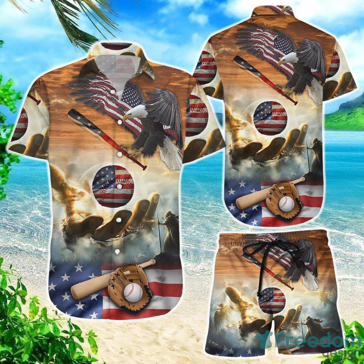 Baseball Hawaiian Shirt 4th Of July Eagle USA Independent Day Baseball Best Baseball Gifts Product Photo 1