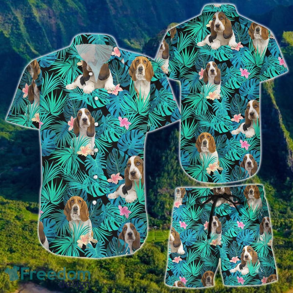 Basset Hound Hawaiian Shirt And Short For Men And Women Product Photo 1