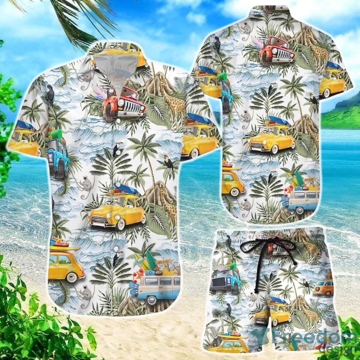 Beach Hawaiian Shirt Tropical Vintage Botanical Island Palm Tree Car Beach Hawaii Gifts Product Photo 1