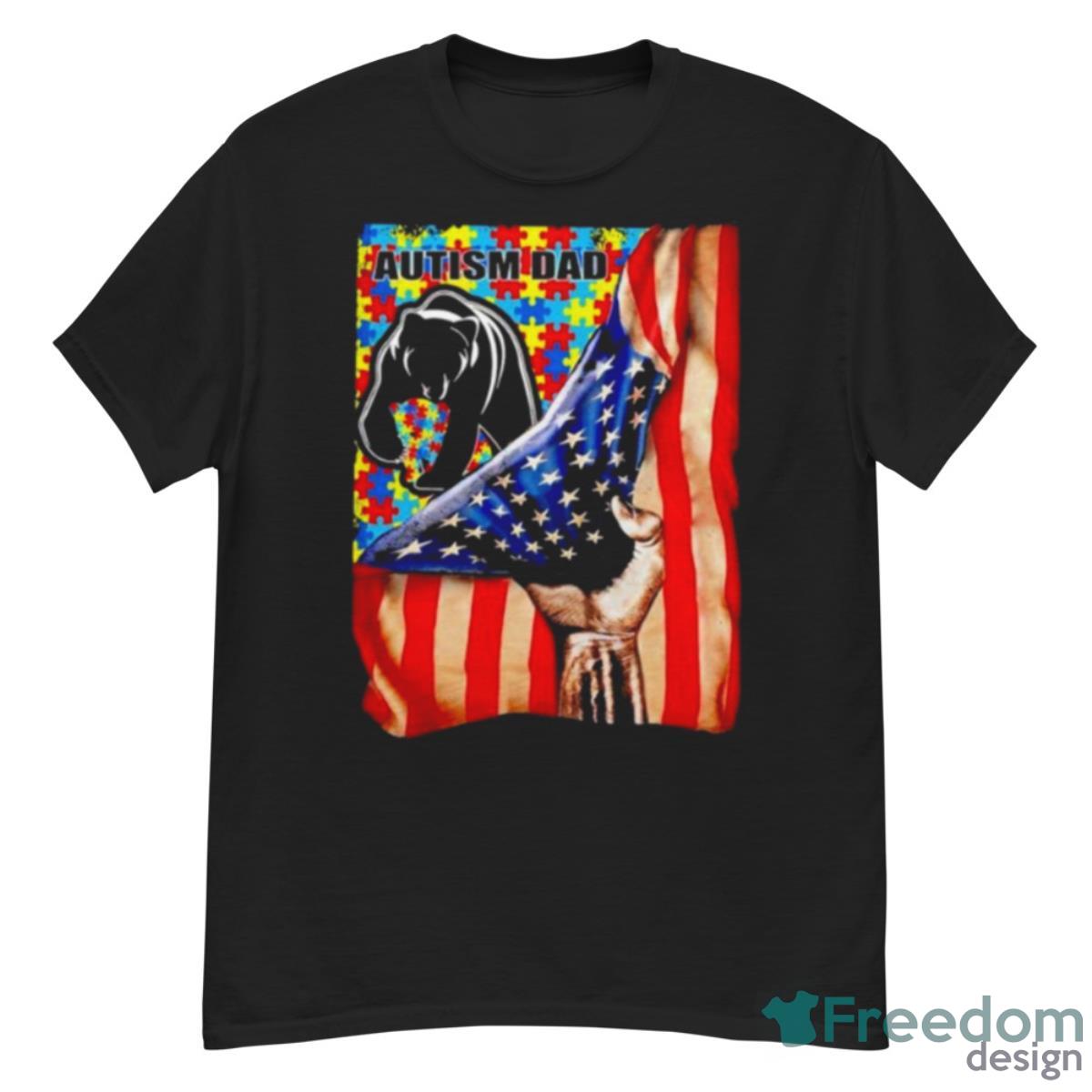 Bear Autism Dad USA Flag Autism Awareness Shirt - G500 Men’s Classic T-Shirt