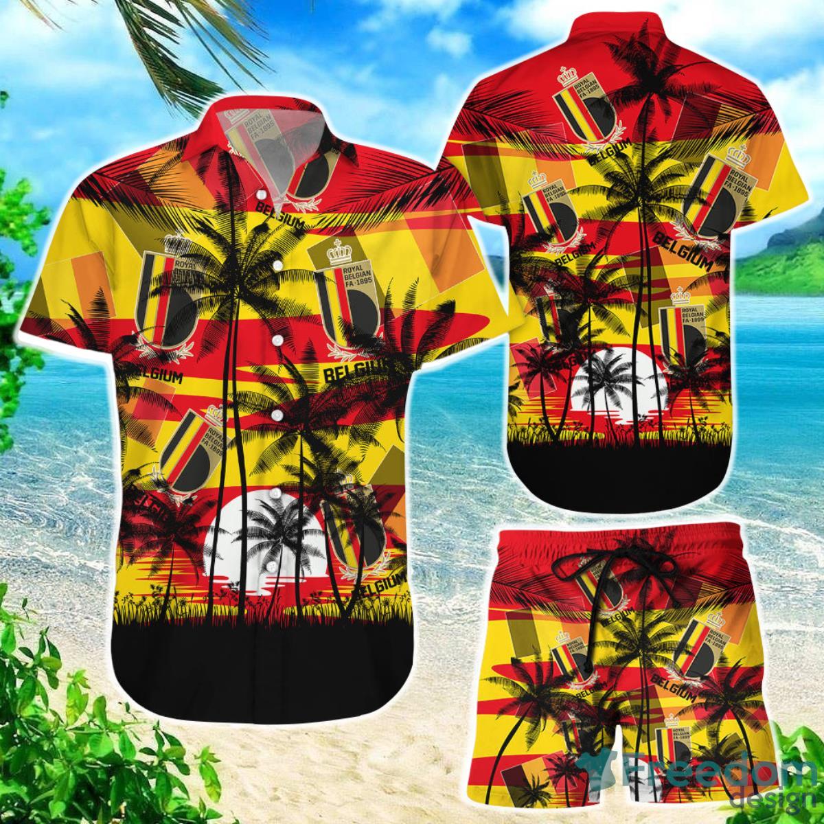Belgium Coconut Pattern Hawaiian Soccer Champions Football Gift Fans World Cup 3D Hawaiian Shirt Product Photo 1